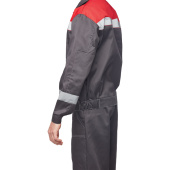 Костюм рабочий летний мужской л20-КБР с СОП серый/красный (размер 88-92  (44-46), рост 170-176)