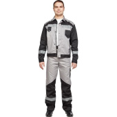 Костюм рабочий летний мужской л21-КБР с СОП серый/черный (размер 56-58, рост 170-176 см)