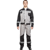 Костюм рабочий летний мужской л21-КБР с СОП серый/черный (размер 48-50, рост 170-176 см)