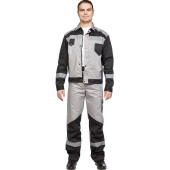 Костюм рабочий летний мужской л21-КБР с СОП серый/черный (размер 52-54, рост 182-188 см)