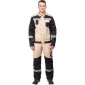Костюм рабочий летний мужской л21-КБР с СОП бежевый/черный (размер 48-50, рост 170-176 см)