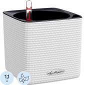 Кашпо с автополивом Lechuza Cube Color 14 1.8 л с внутренней вставкой  1.4 л бархатный белый (14x13.5x14 см)