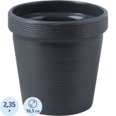 Кашпо La decoro Терра 2.35 л с внутренней вставкой 1.8 л антрацит  (16x16.5 см)