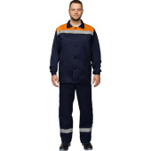Костюм рабочий летний мужской л16-КБР с СОП синий/оранжевый (размер 60-62, рост 170-176 см)