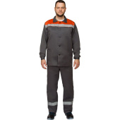 Костюм рабочий летний мужской л16-КБР с СОП серый/оранжевый (размер 48-50, рост 170-176 см)
